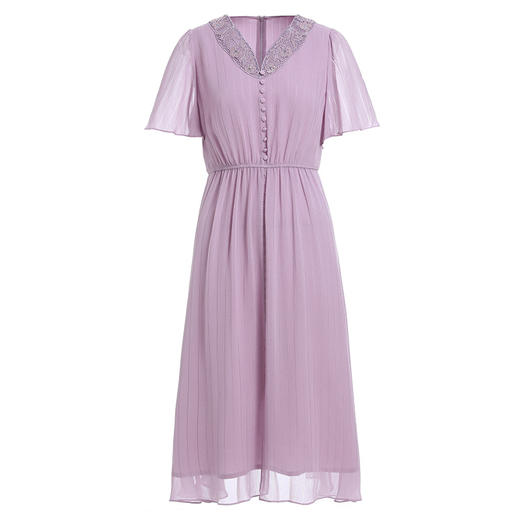 乔万尼真丝连衣裙女气质显瘦新款紫色桑蚕丝长裙EF2E409701 商品图4