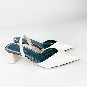 IUIU SECOND春夏时尚尖头后空凉鞋牛漆皮中跟空鞋凉鞋19991