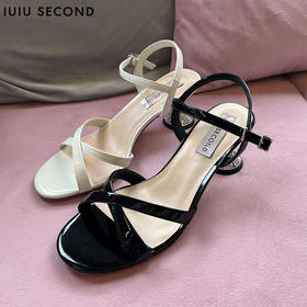 IUIU SECOND 2022夏新款简约交叉带露趾凉鞋水钻酒杯跟凉鞋U22BG24771