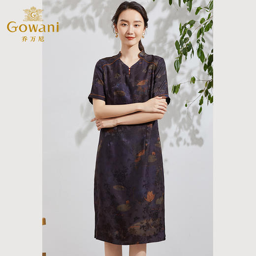 乔万尼新款真丝桑蚕丝连衣裙复古高级感小香风长裙EF2E407 商品图2