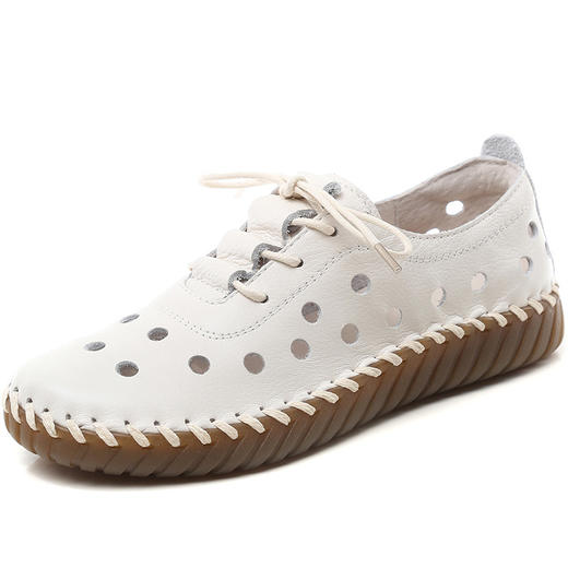 SB-2108 2022春夏季新款洞洞鞋真皮女凉鞋软底手工鞋镂空妈妈鞋 商品图2