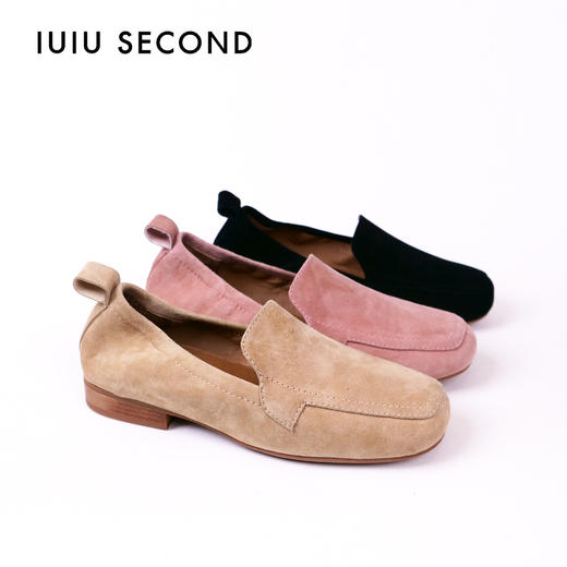 IUIU SECOND 春夏舒软深口单鞋羊皮绒面乐福鞋 商品图0