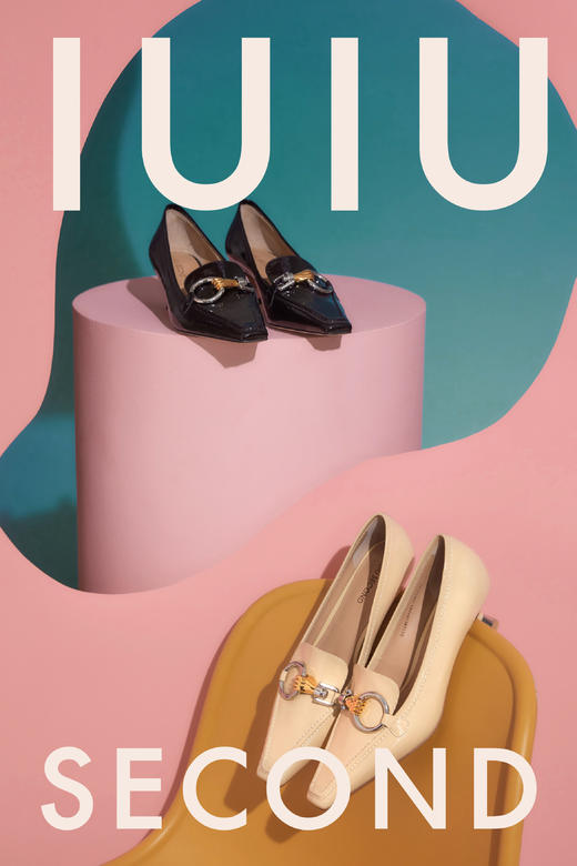 IUIU SECOND春夏时尚金属饰扣浅口小跟牛皮女单鞋 商品图0