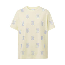 BURBERRY 巴宝莉 女士 Monogram TB专属标识装饰棉质圆领短袖T恤 浅黄色 8052120 B1893