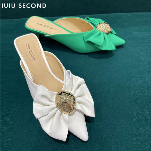 IUIU SECOND 2022夏新款浪漫花朵尖头穆勒拖鞋U22AH11731 商品图0