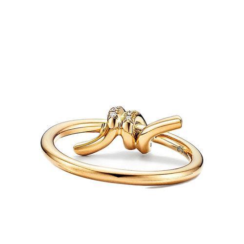 【包税】Tiffany & Co./蒂芙尼 22春夏新款 Knot系列 18K金 黄金色 镶钻绳结戒指GRP11992 商品图1