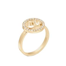 【包税】DIOR/迪奥 22新款CLAIR D LUNE系列 女士金色饰面金属“CD”标志银色调仿水晶装饰戒指R1237CDLCY_D03S