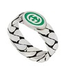 【包税】GUCCI/古驰 22春夏新款 银色925纯银马衔索链结构饰绿色珐琅互扣式双G交织戒指701612J84108414 商品缩略图1