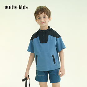 mettekids儿童短袖t恤2022新款男童薄款上衣洋气时髦童装透气夏装