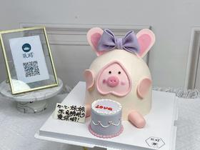 翻糖造型QQ可爱猪&吹蜡烛蛋糕