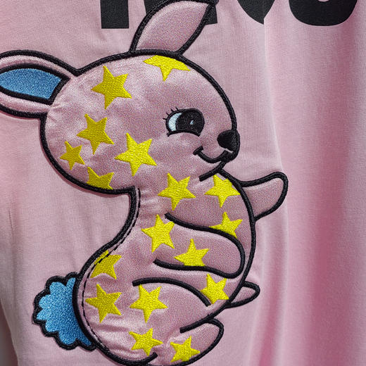 MOSCHINO 莫斯奇诺 女士棉质字母大象图案印花圆领短袖T恤 粉色 0711 0441 3224 商品图3