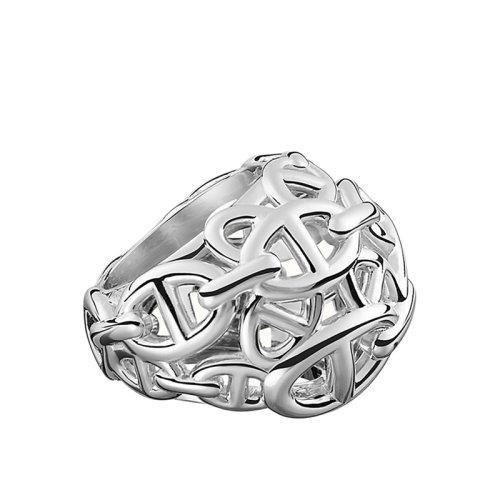 【包税】HERMES/爱马仕 经典Cha?ne d'Ancre Encha?née系列 超大号925纯银链环网状戒指指环H114619B 商品图0