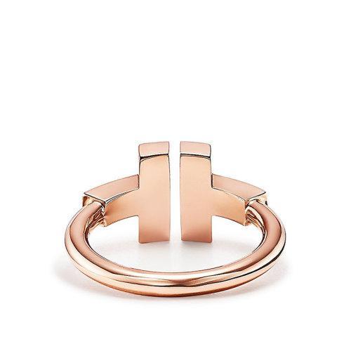 【包税】Tiffany & Co./蒂芙尼 经典Tiffany T系列 18K金玫瑰金镶嵌黑色缟玛瑙T形图案Wire戒指指环GRP11095 商品图2