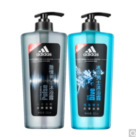 阿迪达斯 （adidas）男士沐浴露套装 激情600ml+冰点600ml海盐香氛 持久留香沐浴露