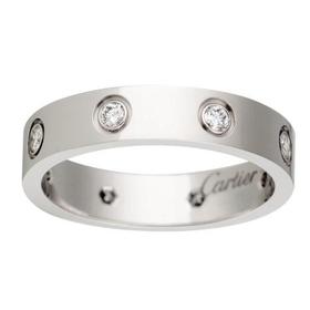【包税】CARTIER/卡地亚 经典款 LOVE 18K金白金钻石结婚戒指镶嵌8颗钻石B4050600