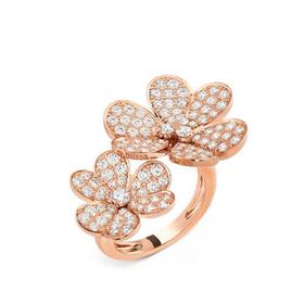 【包税】Van Cleef & Arpels/梵克雅宝 21春夏新款Frivole系列 18K金玫瑰金镶嵌112颗钻石三叶草花瓣形戒指指环VCARP7RK00