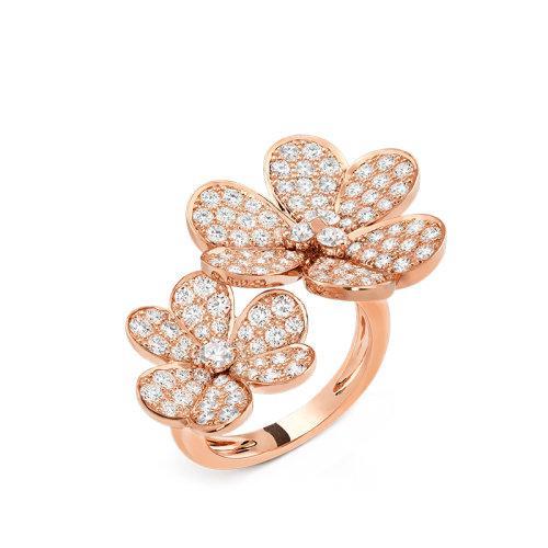 【包税】Van Cleef & Arpels/梵克雅宝 21春夏新款Frivole系列 18K金玫瑰金镶嵌112颗钻石三叶草花瓣形戒指指环VCARP7RK00 商品图0
