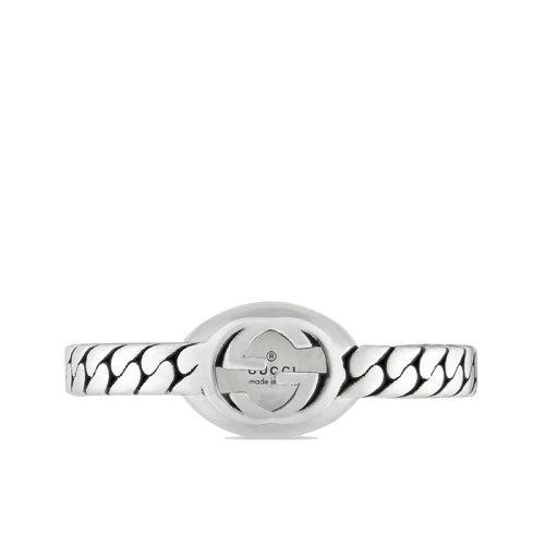 【包税】GUCCI/古驰 21新款 925纯银珐琅互扣式双G窄版马衔索链戒指指环?678654J84108191 商品图3