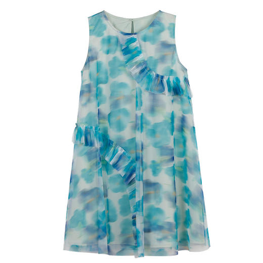 mettekids女童连衣裙夏中大童水彩花网纱洋气时髦公主裙儿童裙子 商品图5