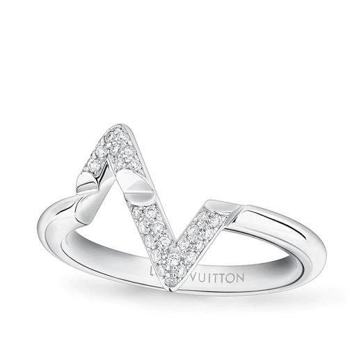 【包税】Louis Vuitton/路易威登 22春夏新款Volt系列 18K金白金徽标字母组合造型镶嵌钻石戒指Q9Q31D 商品图0