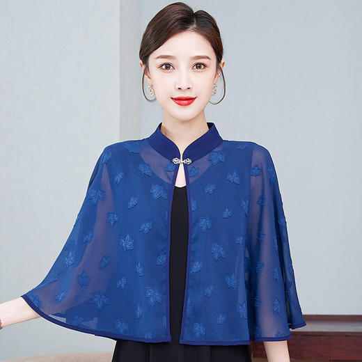 芙黛怡8508款夏季雪纺披肩斗篷纯色百搭配吊带裙子外搭 商品图1