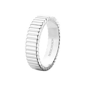 【包税】BOUCHERON/宝诗龙 quatre grosgrain系列 18k金白金罗缎纹戒指 JRG02719