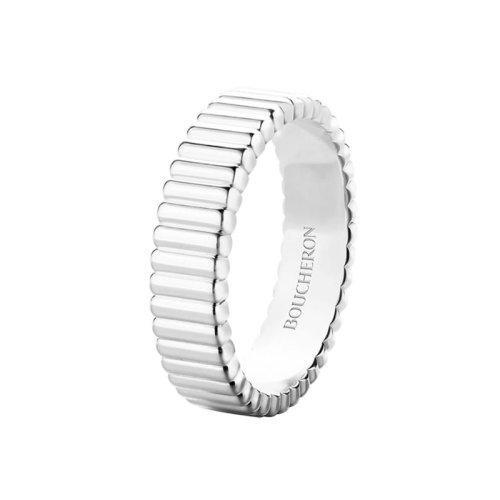 【包税】BOUCHERON/宝诗龙 quatre grosgrain系列 18k金白金罗缎纹戒指 JRG02719 商品图0
