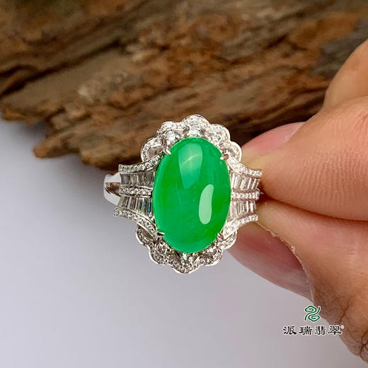 派瑞翡翠 18k金翡翠戒指 冰种 绿色 商品图4