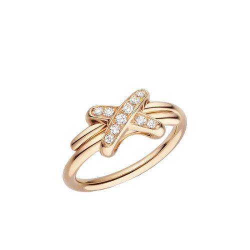 【包税】Chaumet/尚美  经典JEUX DE LIENS系列 18k金玫瑰金欢·缘钻石戒指081239 商品图0