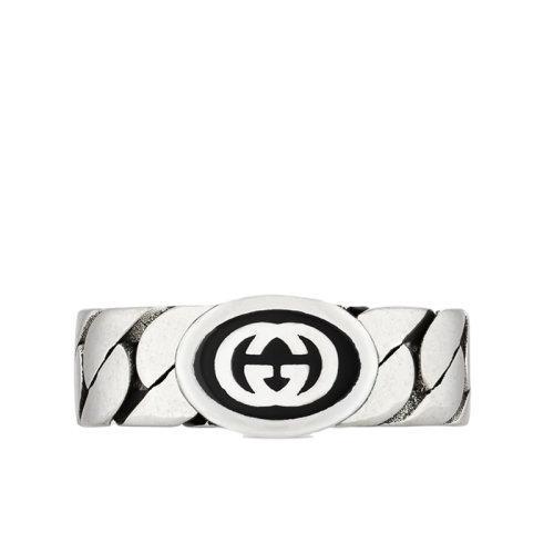 【包税】GUCCI/古驰 21新款 925纯银珐琅互扣式双G宽版马衔索链戒指指环678656J84108191 商品图0