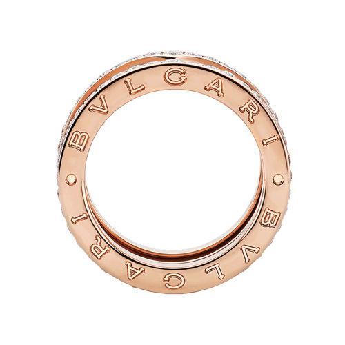 【包税】BVLGARI/宝格丽 2021春夏新款 B.ZERO1系列 18k金玫瑰金四排边缘镶有密钉钻石戒指349340 商品图1