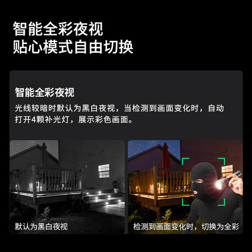 【专属】360 摄像头智能监控摄像机 300W室外户外防水监控声光报警 2K高清智能全彩夜视wifi云台球机5C无线畅联版AW4C 商品图3