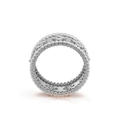 【包税】Van Cleef & Arpels/梵克雅宝 21新款Perlée trèfles系列 小号款18K金白金三叶草图案镶嵌28颗钻石戒指指环VCARO9ND00 商品图2