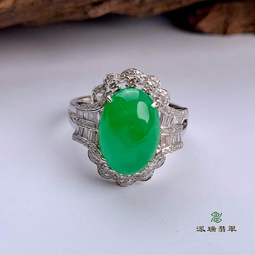 派瑞翡翠 18k金翡翠戒指 冰种 绿色 商品图1
