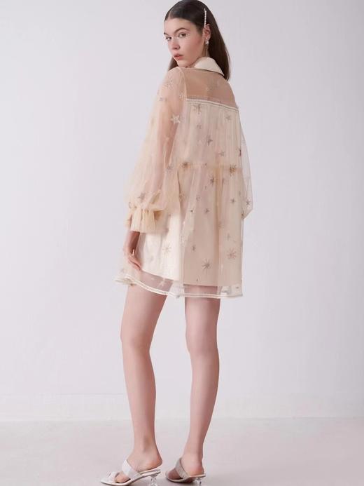 裸色星空刺绣泡泡袖连衣裙 商品图2