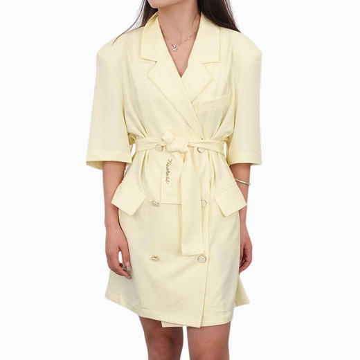 oldcolour21夏气质显瘦翻领西装收腰绑带设计连衣裙N24101447 商品图4