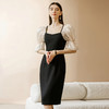 IWY/新款夏季时尚黑色泡泡袖收腰连衣裙短袖女法式设计感方领裙子22XQ0024 商品缩略图2