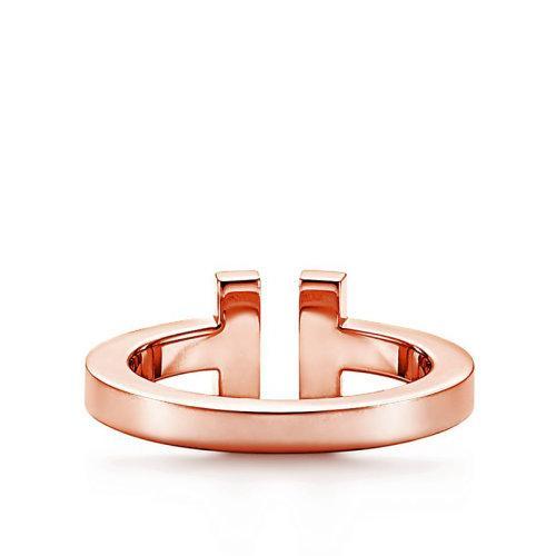 【包税】Tiffany & Co./蒂芙尼 经典Tiffany T系列 18K金玫瑰金简约T形设计方形戒指指环GRP07782 商品图2
