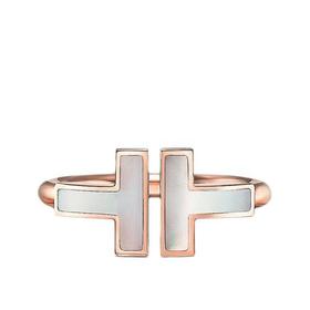 【包税】Tiffany & Co./蒂芙尼 经典Tiffany T系列18K金玫瑰金镶嵌珍珠母贝T形图案Wire戒指指环GRP11094