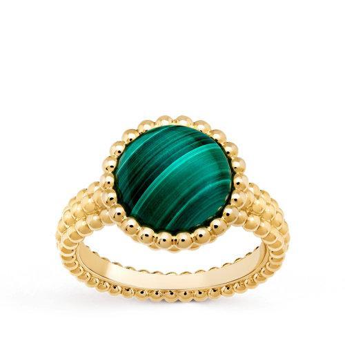 【包税】Van Cleef & Arpels/梵克雅宝 经典Perlée couleurs系列 18K金黄金镶嵌圆形孔雀石戒指指环VCARP4DP00 商品图1