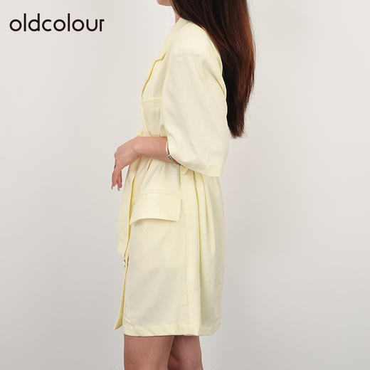 oldcolour21夏气质显瘦翻领西装收腰绑带设计连衣裙N24101447 商品图1