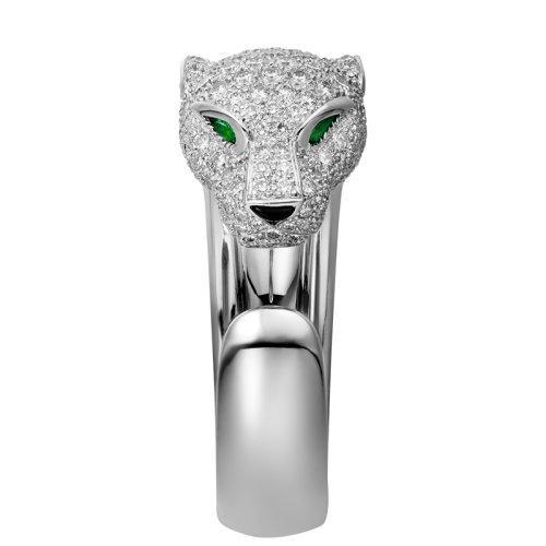 【包税】CARTIER/卡地亚 Panthère 系列 18K金白金钻石祖母绿玛瑙戒指 镶嵌137颗明亮切割钻石N4224900 商品图1
