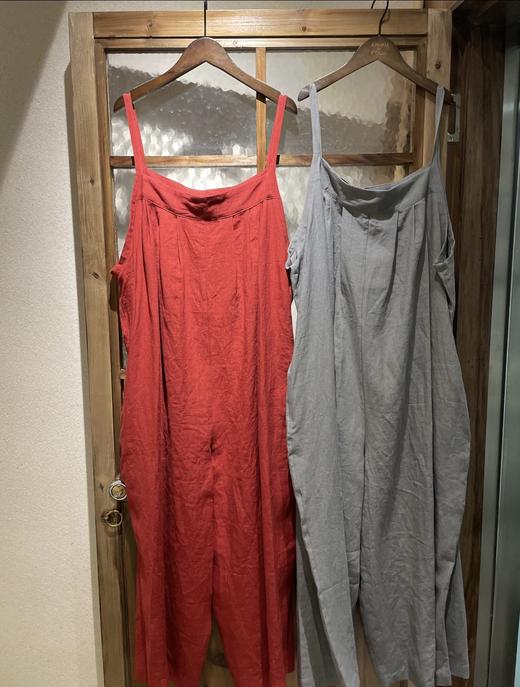 Atelier d‘antan灰/红全麻质感背带裤 商品图14