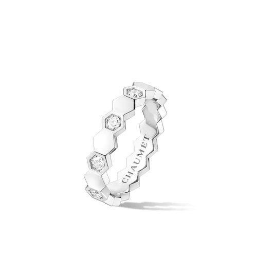 【包税】预购1-2周 Chaumet/尚美 戒指/指环 Bee My Love系列 女士18k金白金半镶明亮切割钻石几何图案戒指 084676 商品图0