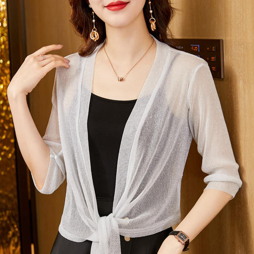 纯色披肩，配裙子的上衣外搭宽松开衫薄款洋气空调衫KQL-3311 商品图2