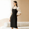 IWY/新款夏季时尚黑色泡泡袖收腰连衣裙短袖女法式设计感方领裙子22XQ0024 商品缩略图3