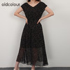 oldcolour21夏法式小众V领波点修身显瘦气质连衣裙N24104419 商品缩略图0