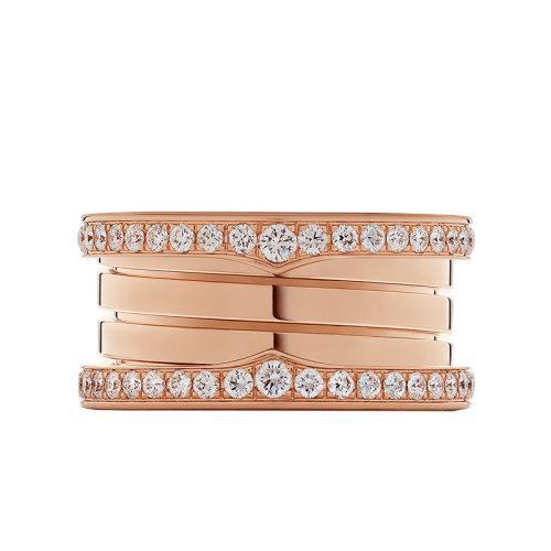 【包税】BVLGARI/宝格丽 2021春夏新款 B.ZERO1系列 18k金玫瑰金四排边缘镶有密钉钻石戒指349340 商品图2