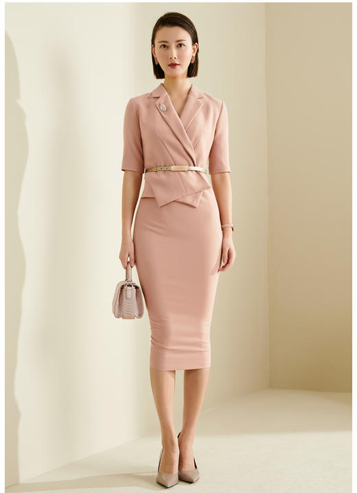 “优雅先锋”-J8382965A颈袖添香季修身优雅气质职业装女装包臀连衣裙女长袖 商品图5