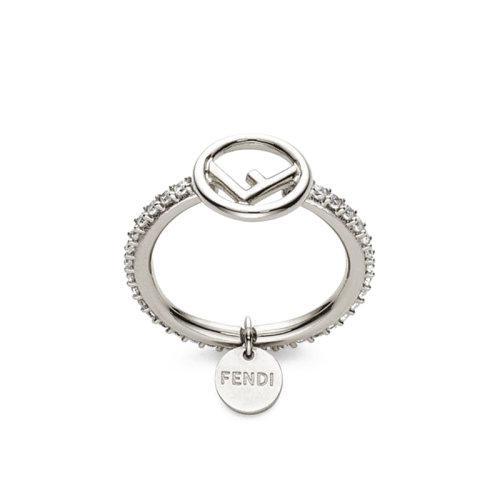 【包税】FENDI/芬迪 2021春夏新款 F IS FENDI系列 女士钯色金属徽标白色锆石戒指8AG7886DMF0GGH 商品图0